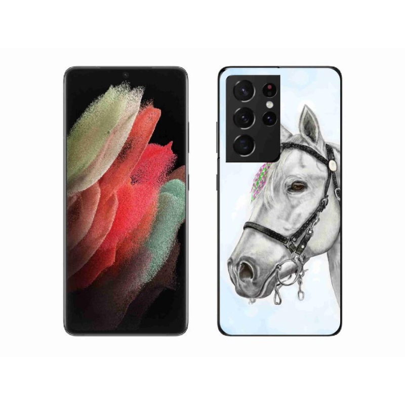Gelový kryt mmCase na mobil Samsung Galaxy S21 Ultra 5G - bílý kůň 1