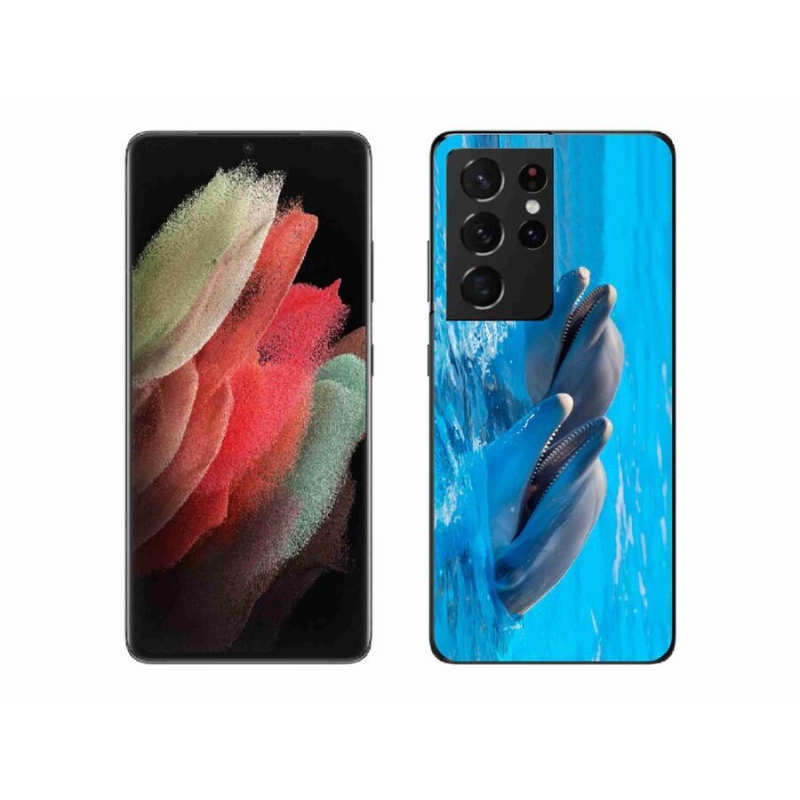 Gelový kryt mmCase na mobil Samsung Galaxy S21 Ultra 5G - delfíni