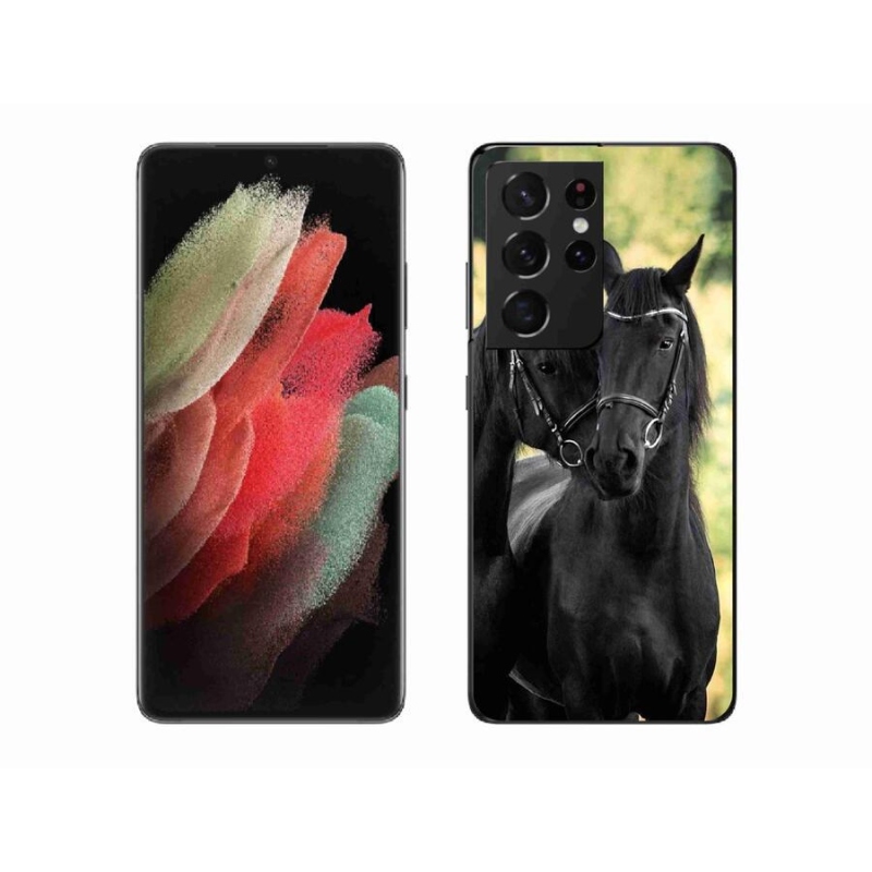 Gelový kryt mmCase na mobil Samsung Galaxy S21 Ultra 5G - dva černí koně