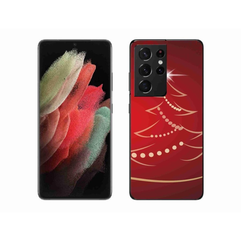 Gelový kryt mmCase na mobil Samsung Galaxy S21 Ultra 5G - kreslený vánoční stromek