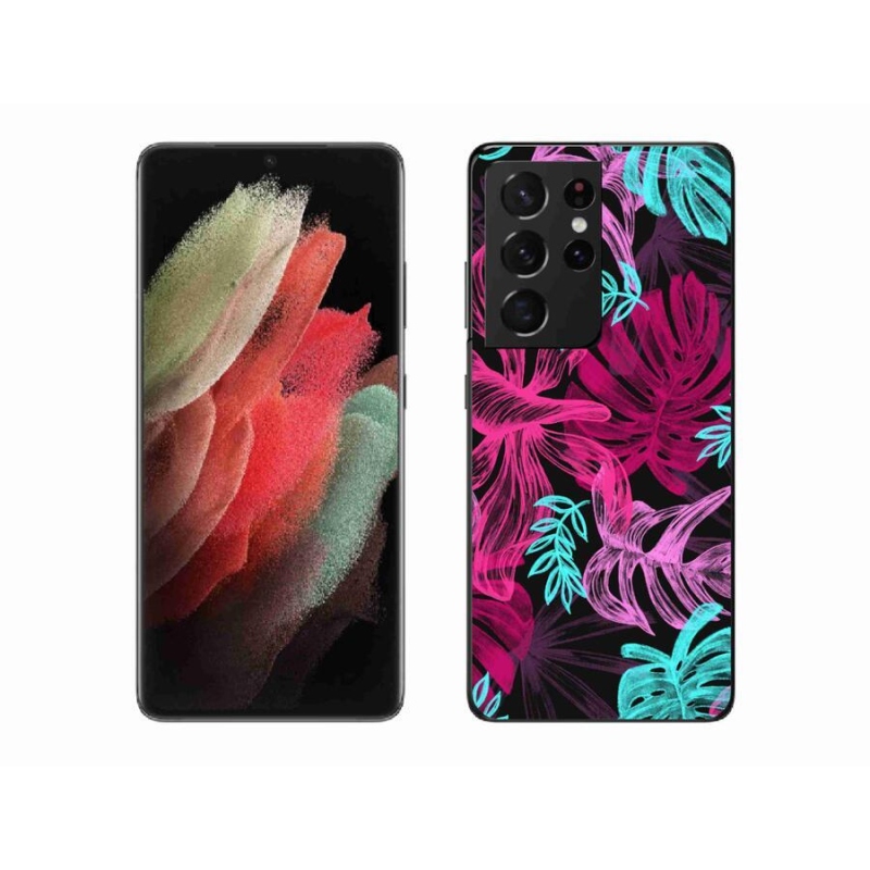 Gelový kryt mmCase na mobil Samsung Galaxy S21 Ultra 5G - květiny 1