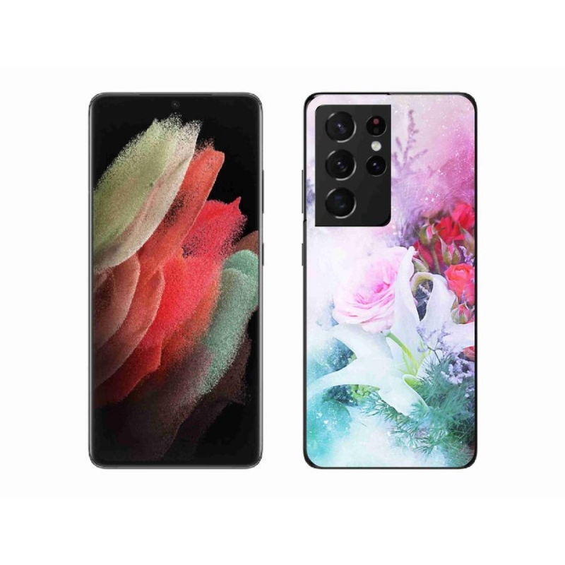 Gelový kryt mmCase na mobil Samsung Galaxy S21 Ultra 5G - květiny 4