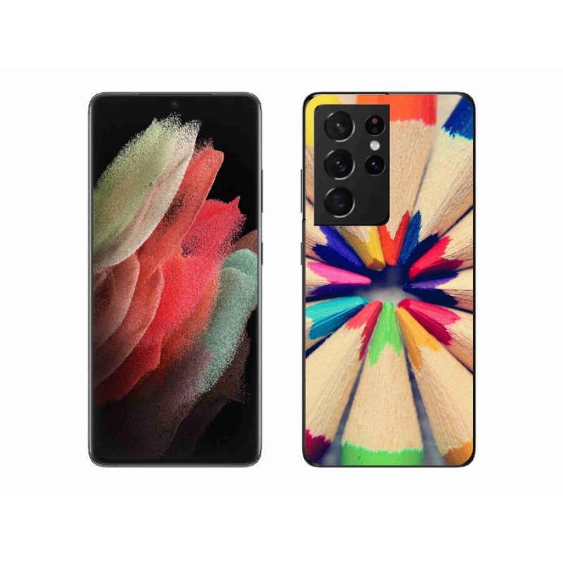 Gelový kryt mmCase na mobil Samsung Galaxy S21 Ultra 5G - pastelky