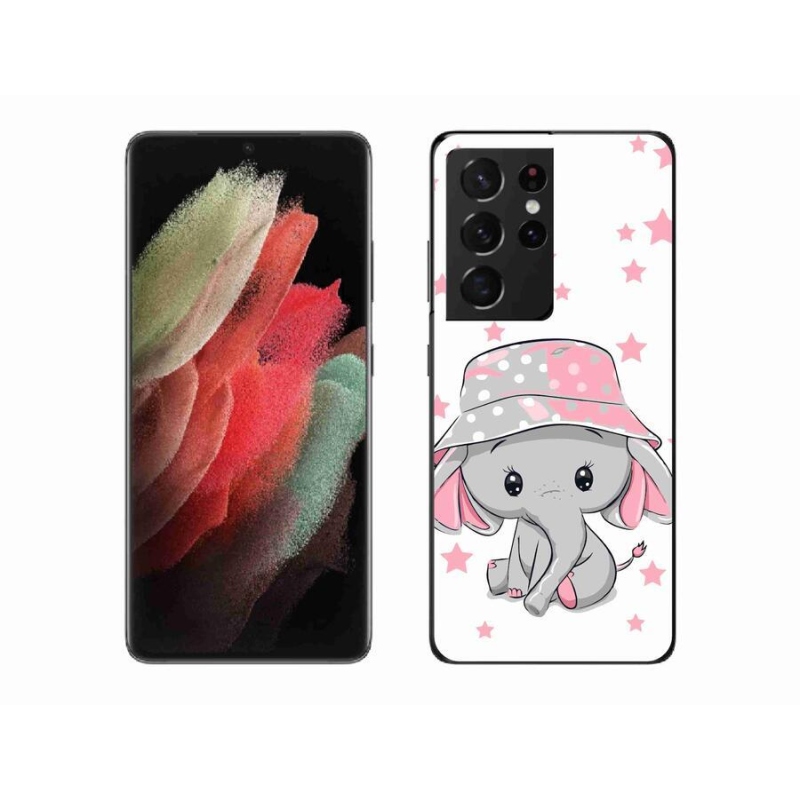 Gelový kryt mmCase na mobil Samsung Galaxy S21 Ultra 5G - růžový slon