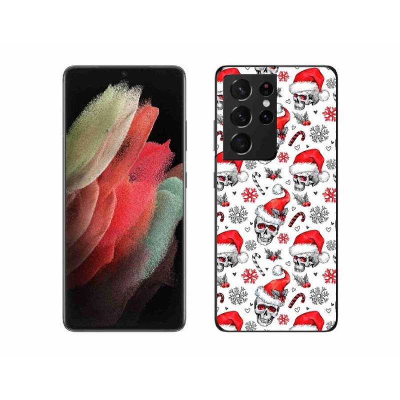 Gelový kryt mmCase na mobil Samsung Galaxy S21 Ultra 5G - vánoční lebky