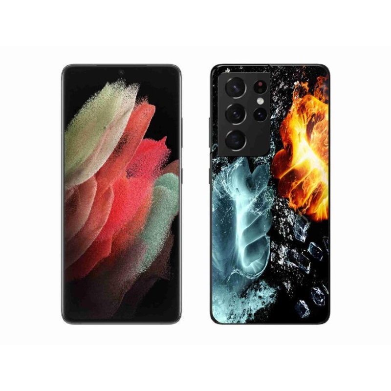 Gelový kryt mmCase na mobil Samsung Galaxy S21 Ultra 5G - voda a oheň