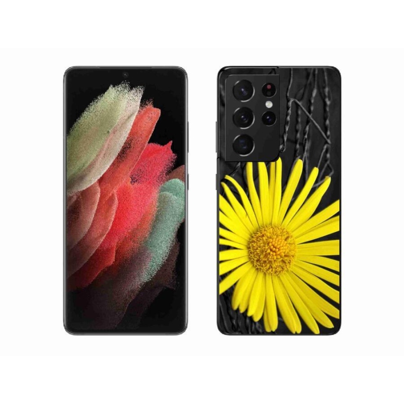 Gelový kryt mmCase na mobil Samsung Galaxy S21 Ultra 5G - žlutá květina