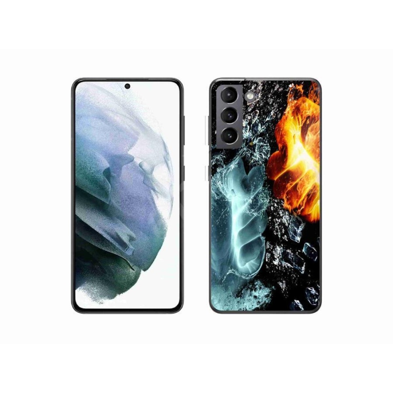 Gelový kryt mmCase na mobil Samsung Galaxy S21 - voda a oheň