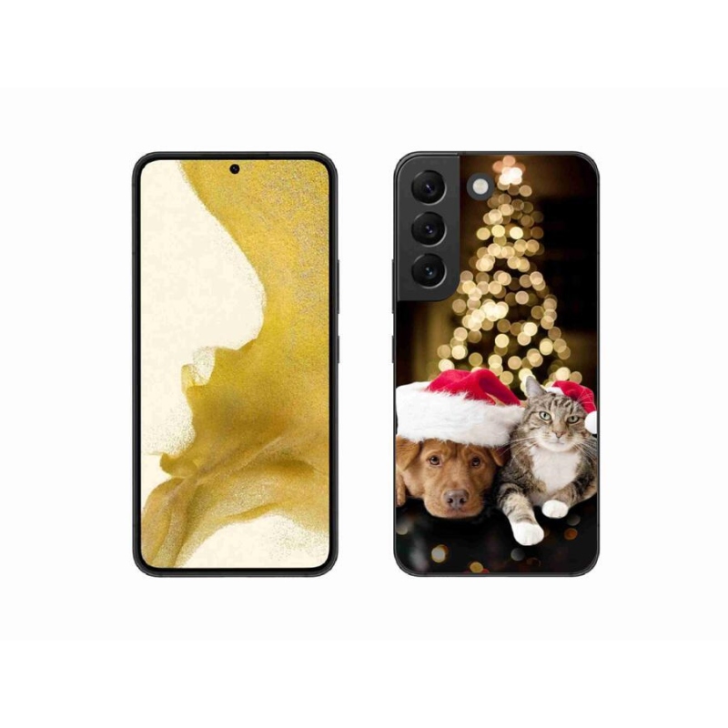 Gelový kryt mmCase na mobil Samsung Galaxy S22 5G - vánoční pes a kočka