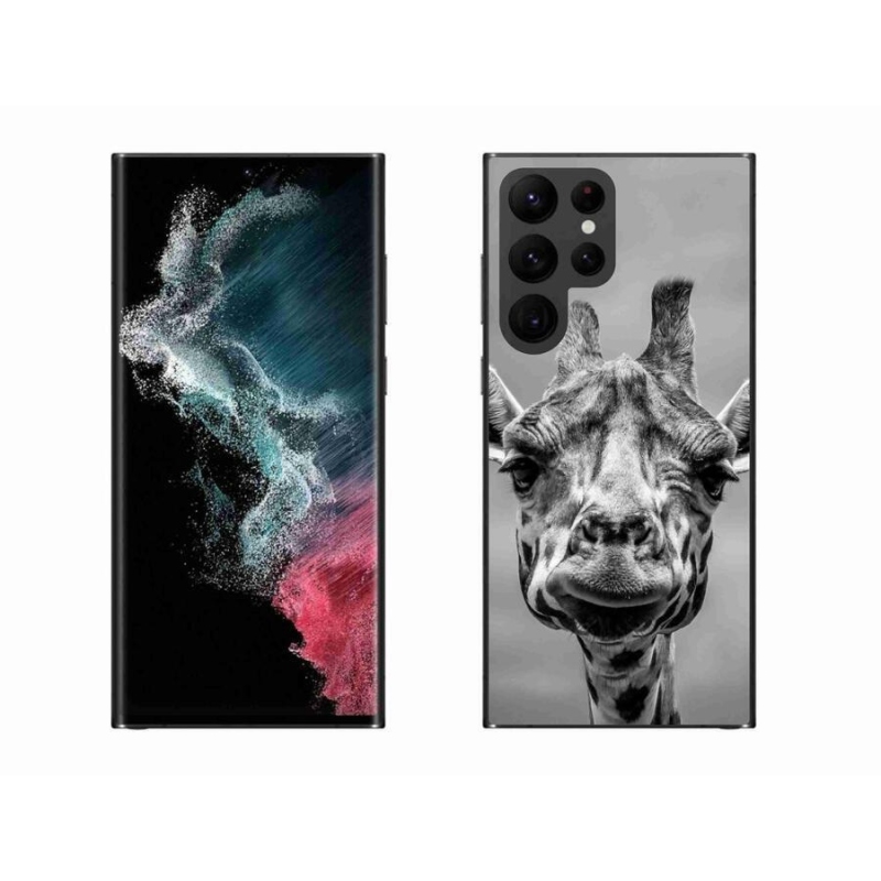 Gelový kryt mmCase na mobil Samsung Galaxy S22 Ultra 5G - černobílá žirafa