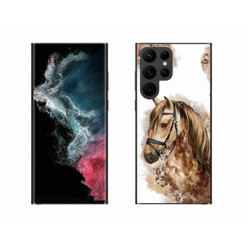 Gelový kryt mmCase na mobil Samsung Galaxy S22 Ultra 5G - hnědý kreslený kůň