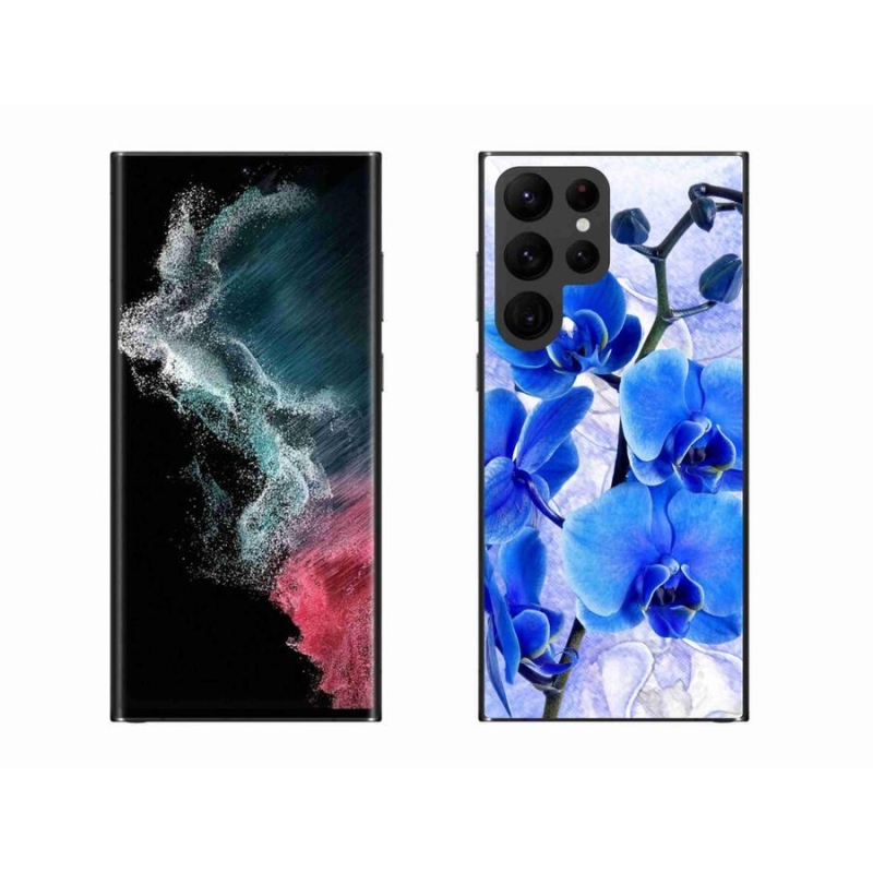 Gelový kryt mmCase na mobil Samsung Galaxy S22 Ultra 5G - modré květy