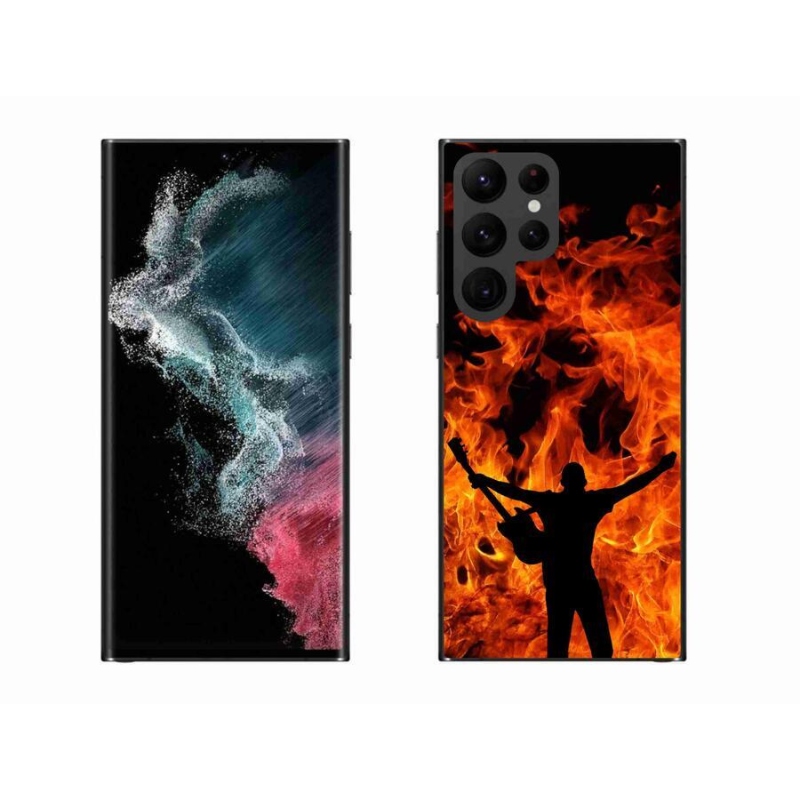 Gelový kryt mmCase na mobil Samsung Galaxy S22 Ultra 5G - muzikant a oheň