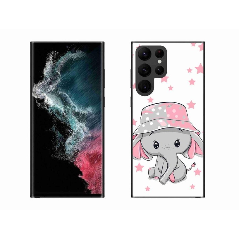 Gelový kryt mmCase na mobil Samsung Galaxy S22 Ultra 5G - růžový slon