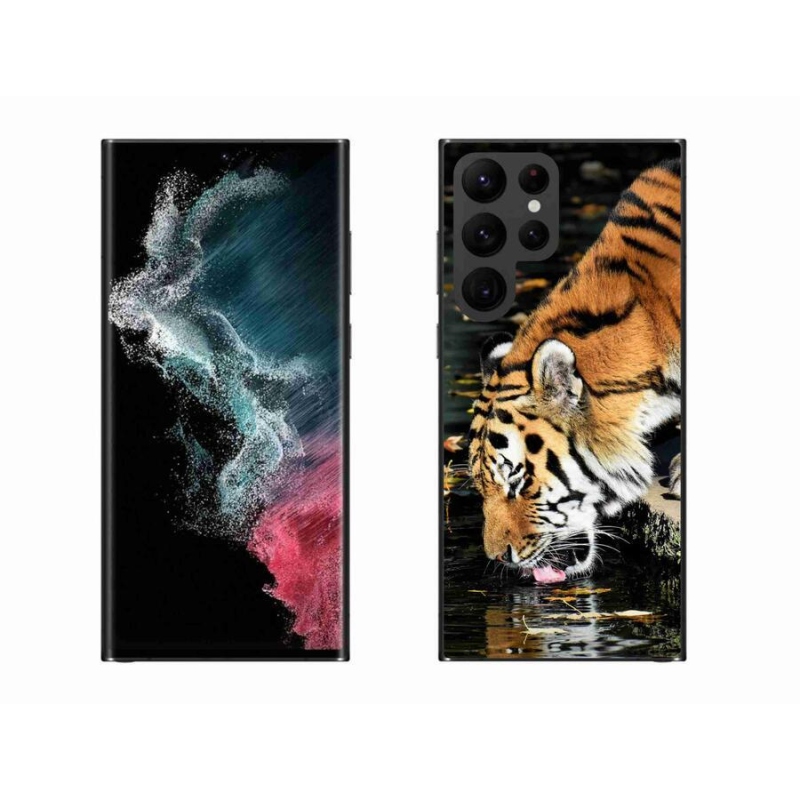 Gelový kryt mmCase na mobil Samsung Galaxy S22 Ultra 5G - žíznivý tygr