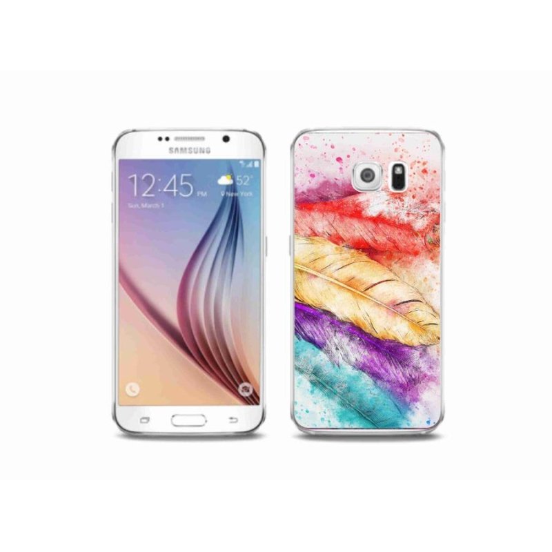 Gelový kryt mmCase na mobil Samsung Galaxy S6 - barevné peří