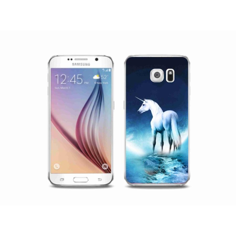 Gelový kryt mmCase na mobil Samsung Galaxy S6 - bílý jednorožec