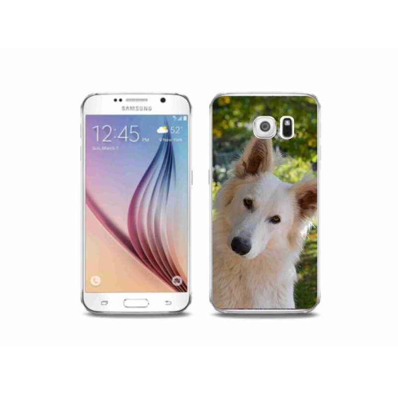 Gelový kryt mmCase na mobil Samsung Galaxy S6 - bílý švýcarský ovčák 1