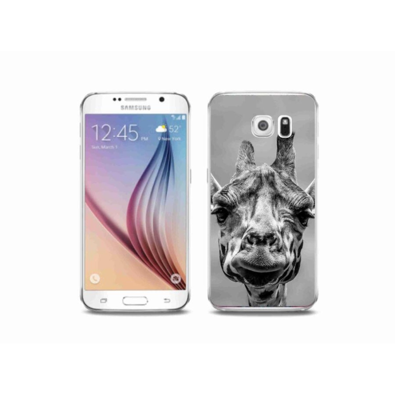 Gelový kryt mmCase na mobil Samsung Galaxy S6 - černobílá žirafa