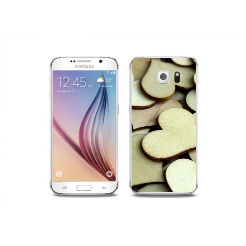 Gelový kryt mmCase na mobil Samsung Galaxy S6 - dřevěná srdíčka