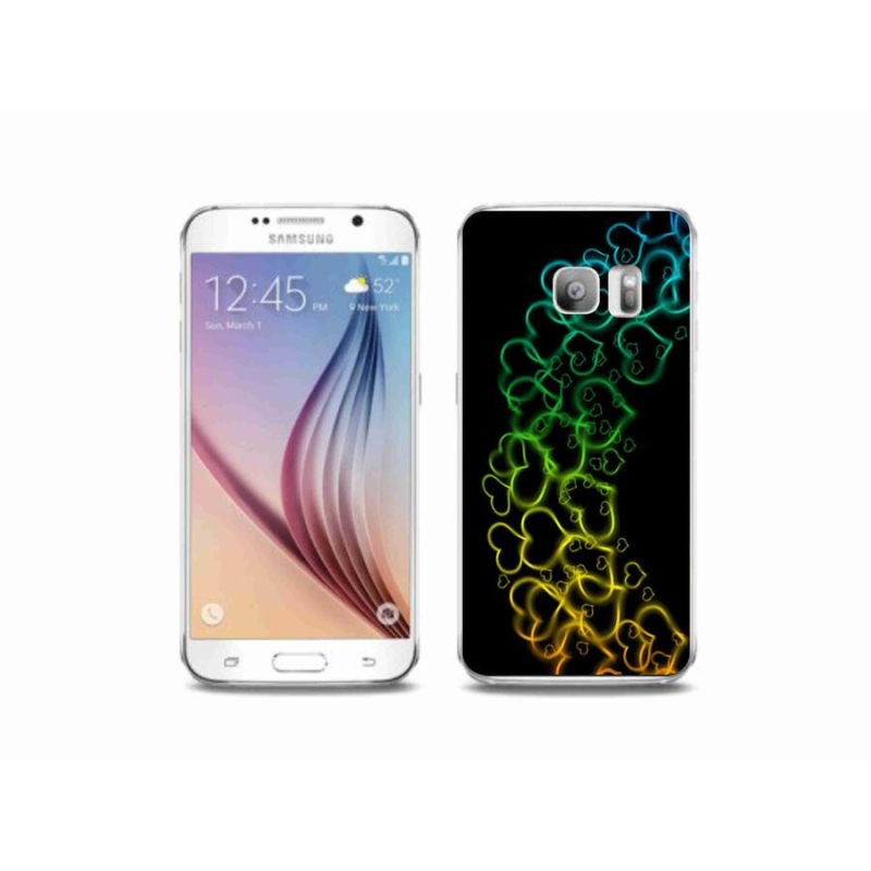 Gelový kryt mmCase na mobil Samsung Galaxy S6 Edge - barevná srdíčka