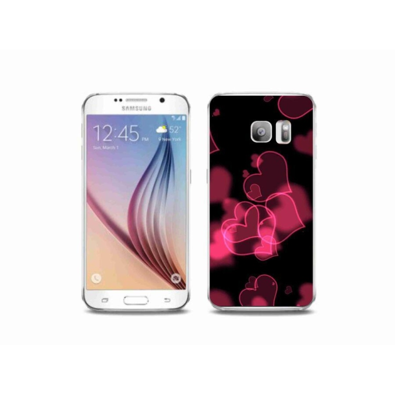 Gelový kryt mmCase na mobil Samsung Galaxy S6 Edge - červená srdíčka