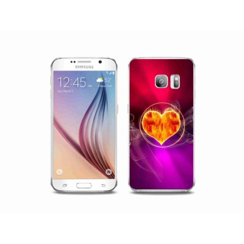 Gelový kryt mmCase na mobil Samsung Galaxy S6 Edge - ohnivé srdce