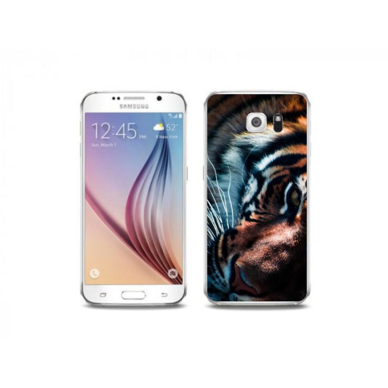 Gelový kryt mmCase na mobil Samsung Galaxy S6 Edge - tygří pohled