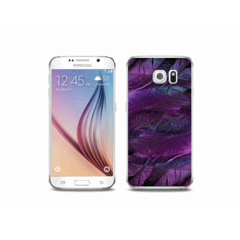 Gelový kryt mmCase na mobil Samsung Galaxy S6 - fialová pírka