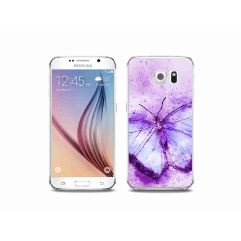 Gelový kryt mmCase na mobil Samsung Galaxy S6 - fialový motýl