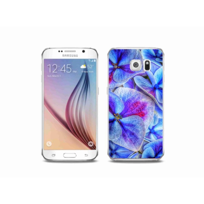 Gelový kryt mmCase na mobil Samsung Galaxy S6 - modré květy 1