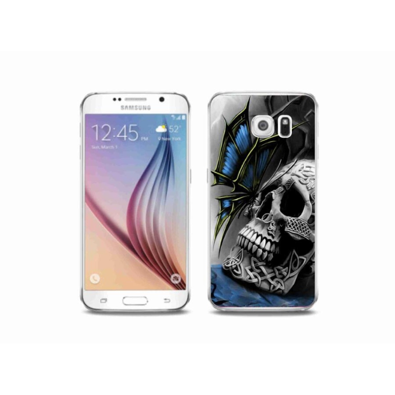 Gelový kryt mmCase na mobil Samsung Galaxy S6 - motýl a lebka