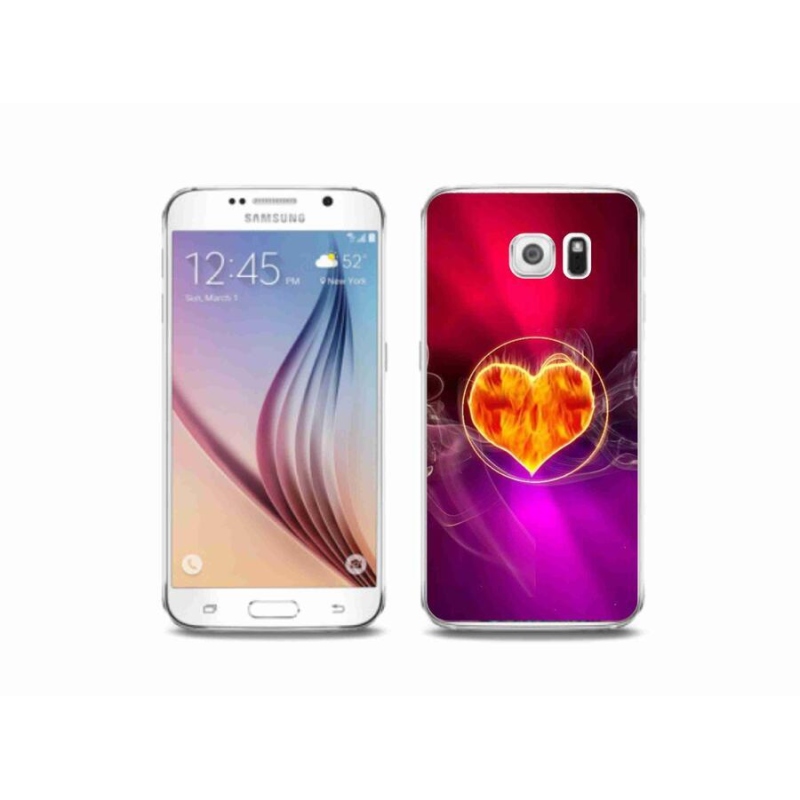 Gelový kryt mmCase na mobil Samsung Galaxy S6 - ohnivé srdce