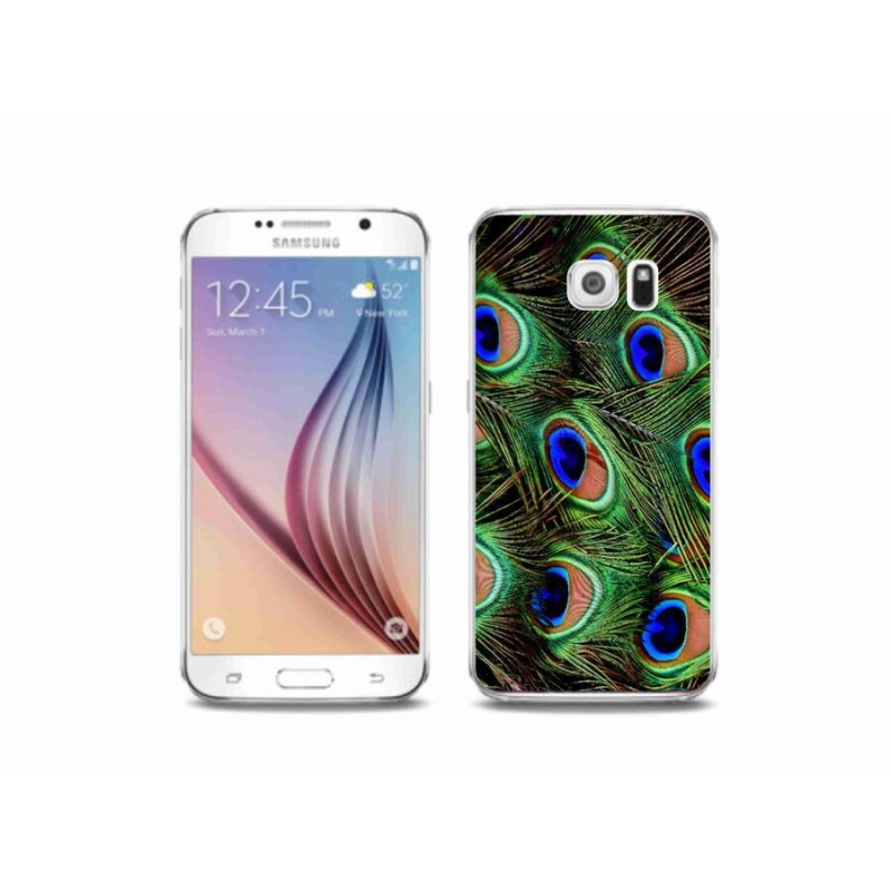 Gelový kryt mmCase na mobil Samsung Galaxy S6 - paví peří