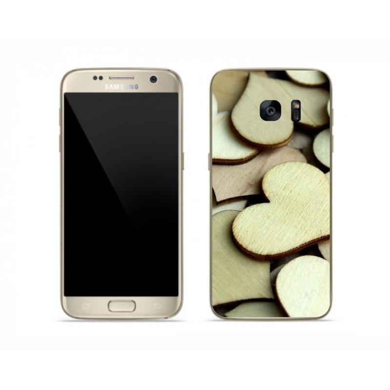 Gelový kryt mmCase na mobil Samsung Galaxy S7 - dřevěná srdíčka
