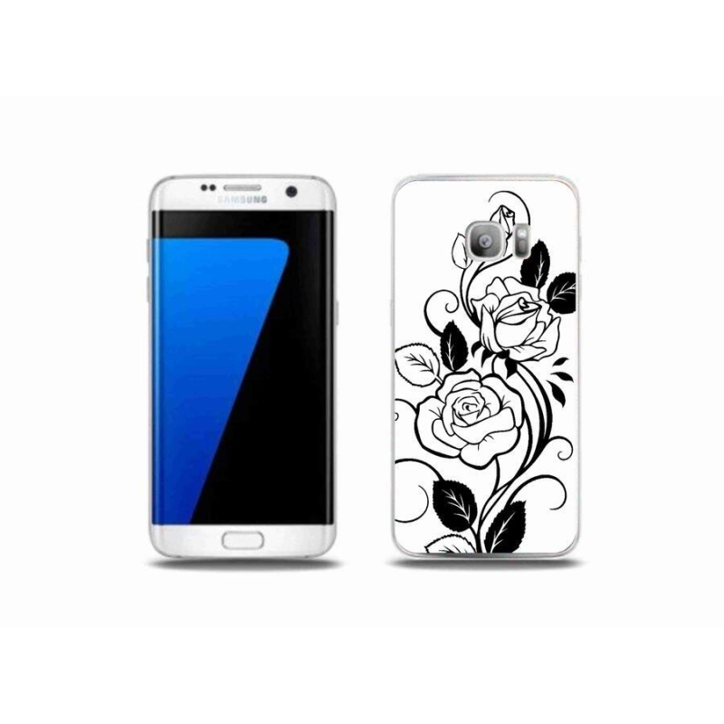 Gelový kryt mmCase na mobil Samsung Galaxy S7 Edge - černobílá růže