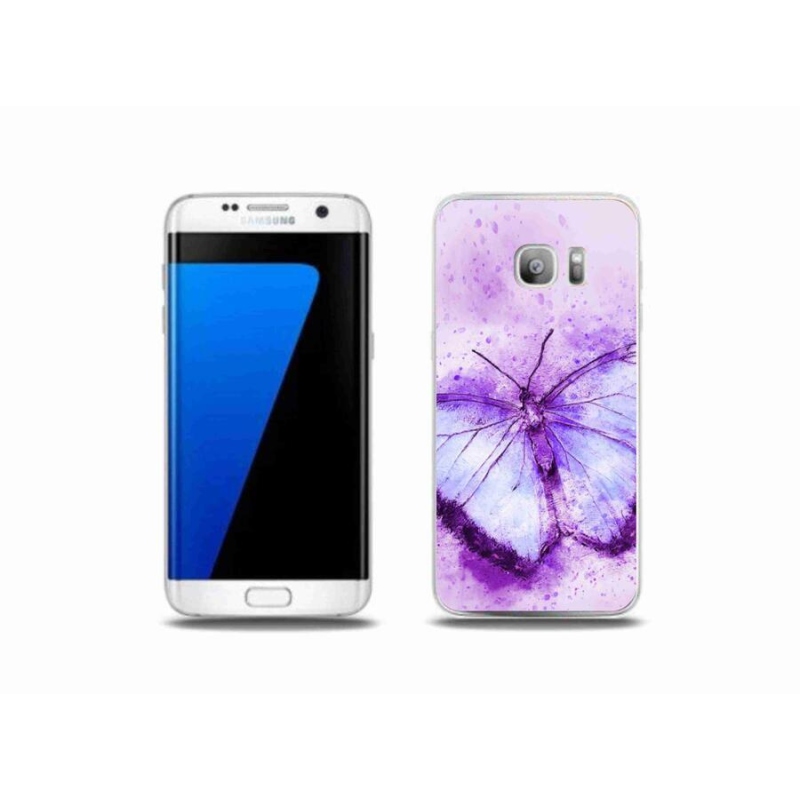 Gelový kryt mmCase na mobil Samsung Galaxy S7 Edge - fialový motýl