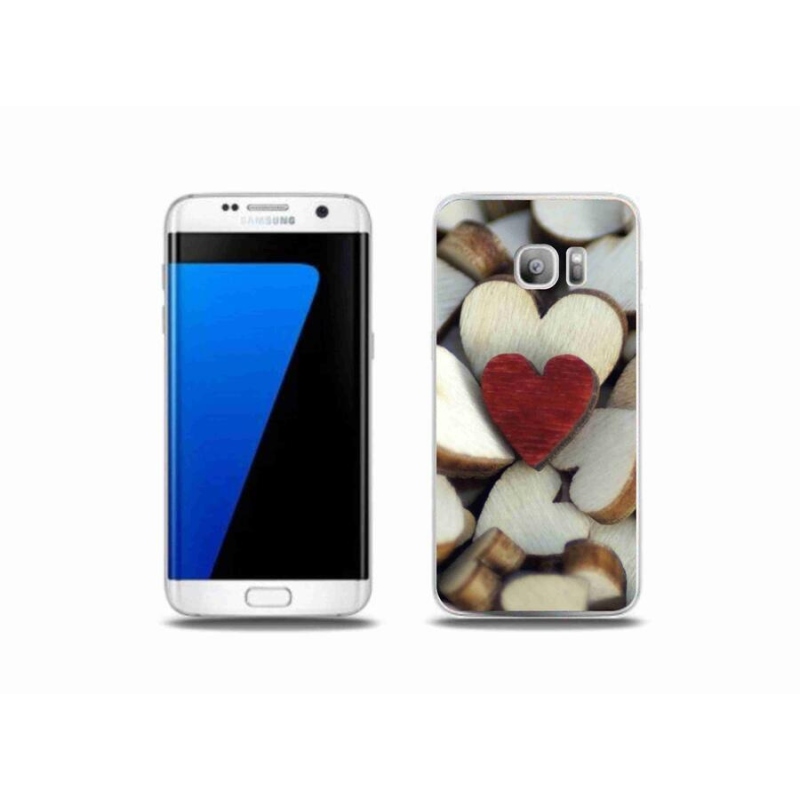 Gelový kryt mmCase na mobil Samsung Galaxy S7 Edge - gravírované červené srdce
