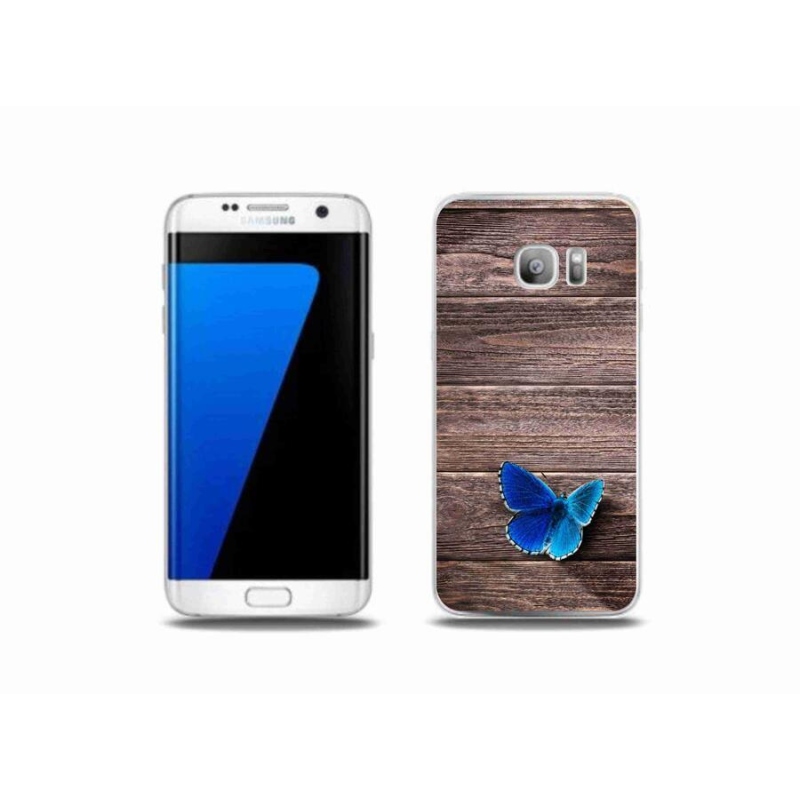 Gelový kryt mmCase na mobil Samsung Galaxy S7 Edge - modrý motýl 1