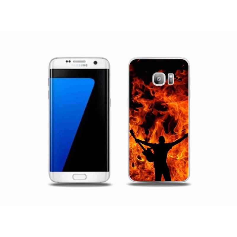 Gelový kryt mmCase na mobil Samsung Galaxy S7 Edge - muzikant a oheň