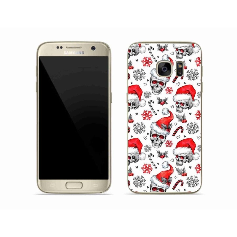 Gelový kryt mmCase na mobil Samsung Galaxy S7 Edge - vánoční lebky