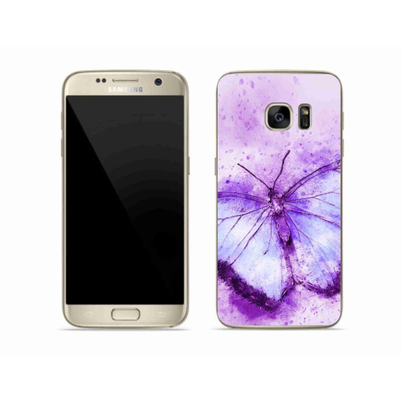 Gelový kryt mmCase na mobil Samsung Galaxy S7 - fialový motýl