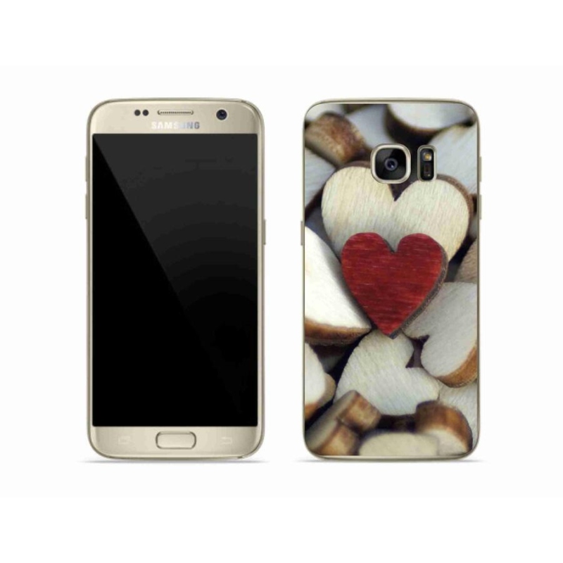 Gelový kryt mmCase na mobil Samsung Galaxy S7 - gravírované červené srdce