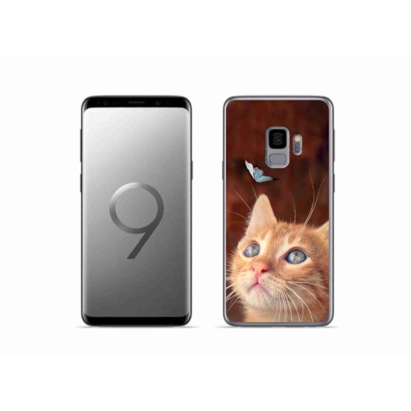 Gelový kryt mmCase na mobil Samsung Galaxy S9 - motýl a kotě