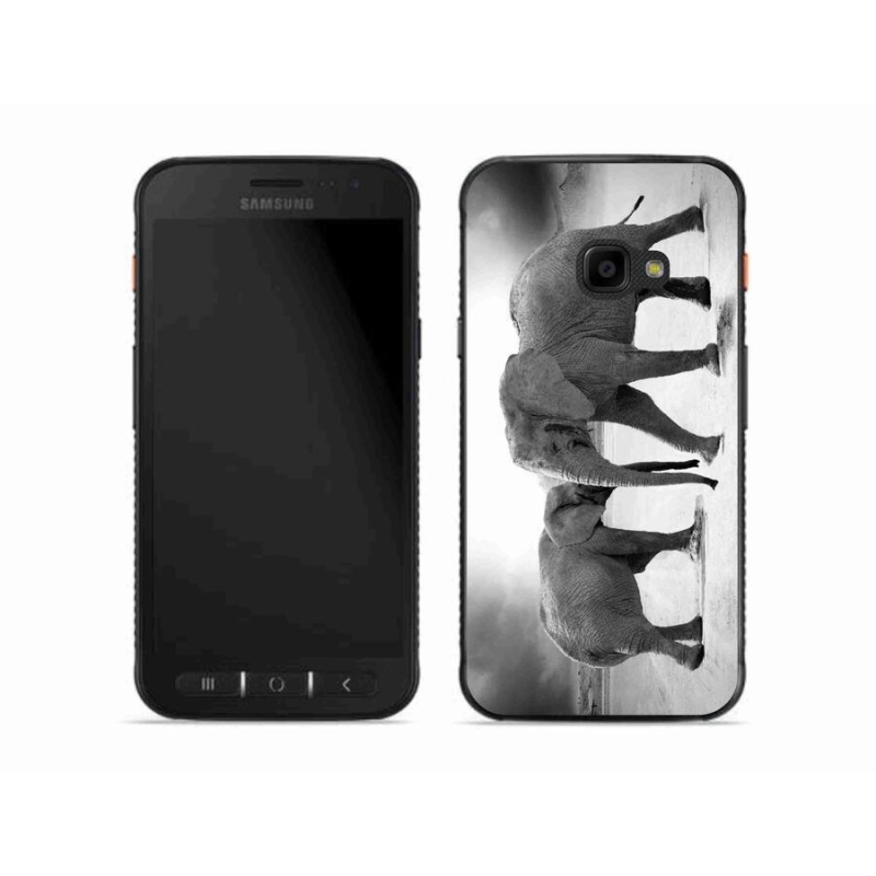 Gelový kryt mmCase na mobil Samsung Galaxy Xcover 4S - černobílí sloni