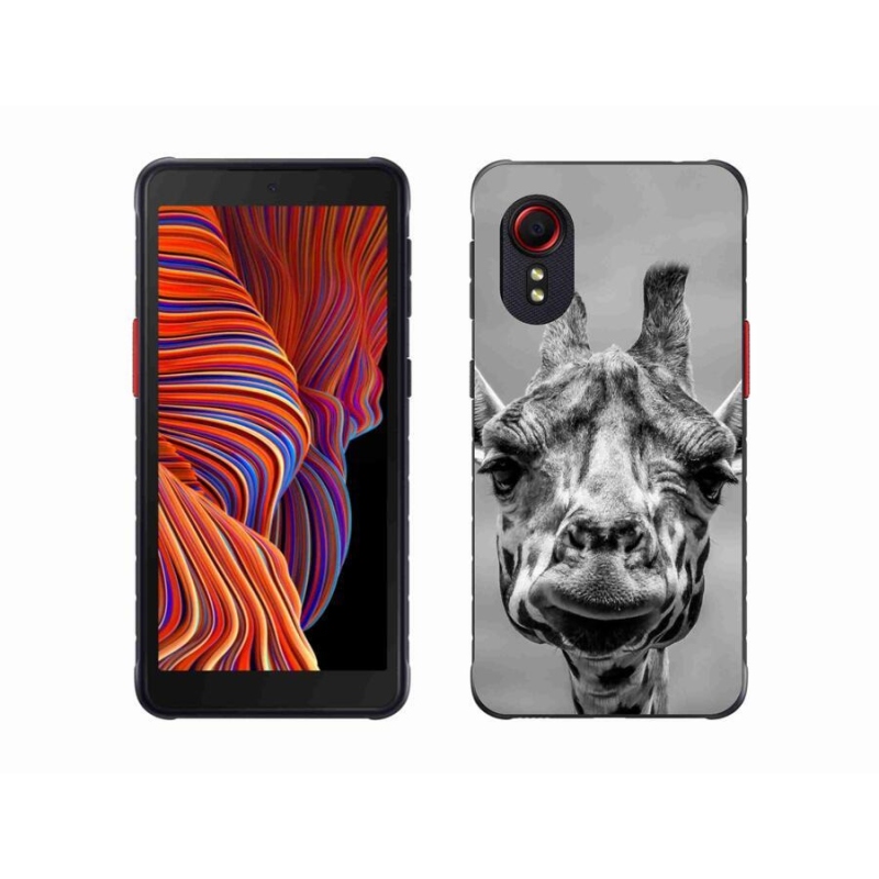 Gelový kryt mmCase na mobil Samsung Galaxy Xcover 5 - černobílá žirafa