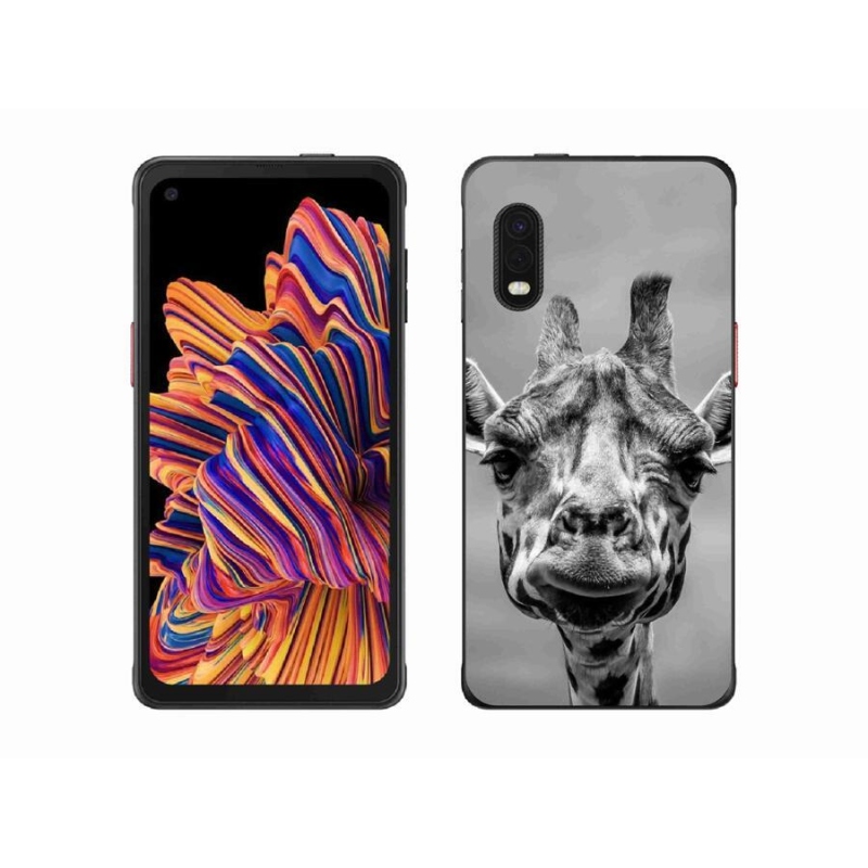 Gelový kryt mmCase na mobil Samsung Galaxy Xcover Pro - černobílá žirafa