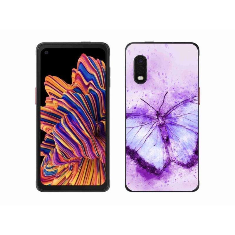 Gelový kryt mmCase na mobil Samsung Galaxy Xcover Pro - fialový motýl