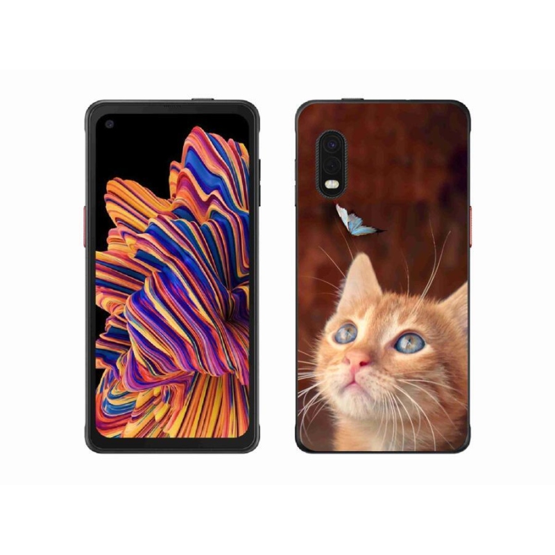 Gelový kryt mmCase na mobil Samsung Galaxy Xcover Pro - motýl a kotě