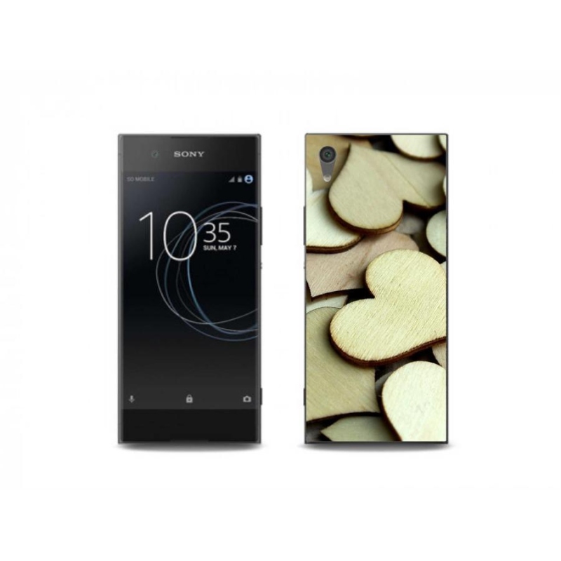 Gelový kryt mmCase na mobil Sony Xperia XA1 Plus - dřevěná srdíčka